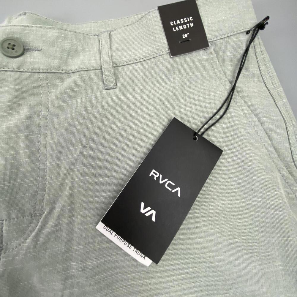 RVCA Men's Dual Purpose Light Green/Grey Shorts Trunks  - Size 33 - NWT - Picture 3 of 12